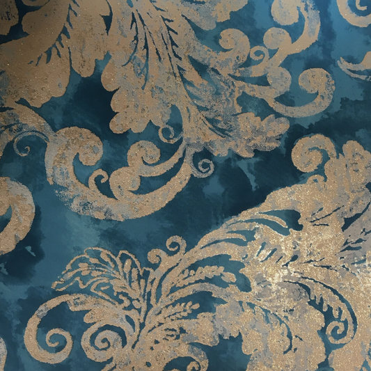 Lyndhurst Blue Baroque Motif Design Wallpaper 331929