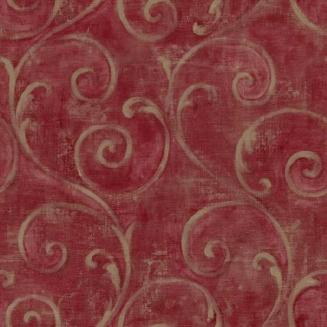 York Red Baroque Motif Design Wallpaper AM8685