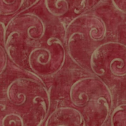York Red Baroque Motif Design Wallpaper AM8685