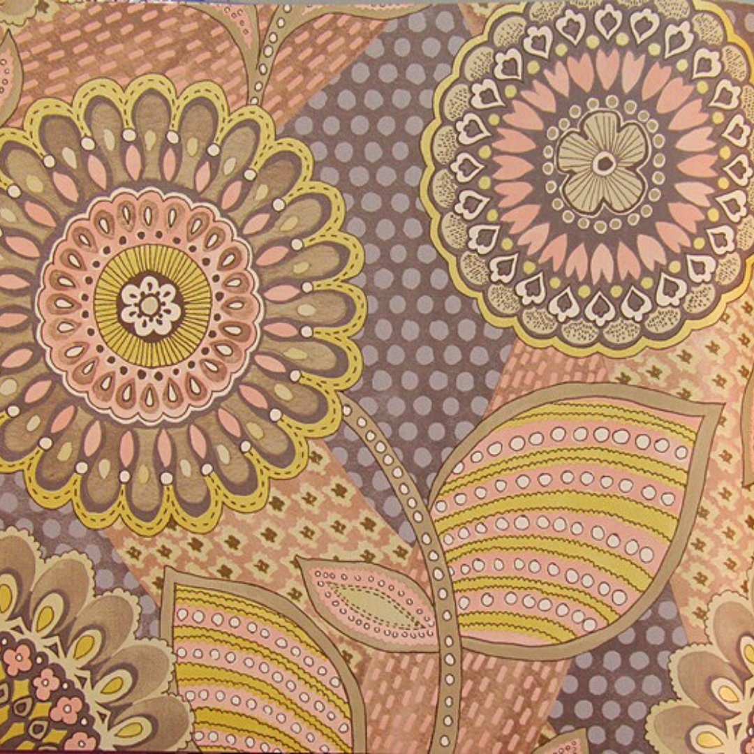 Raval Orange Light Brown Floral Motif Design Wallpaper 341509