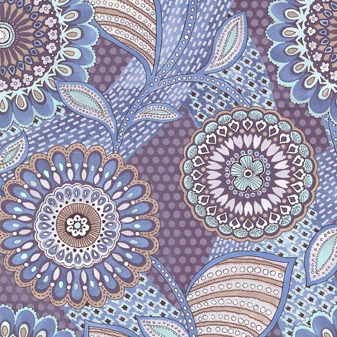 Raval Blue & Purple Floral Motif Design Wallpaper 341508