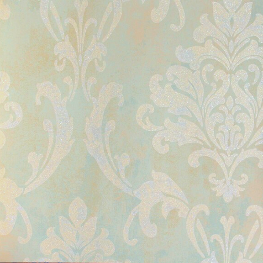 Lyndhurst Greenish Blue Damask Design Wallpaper 331913