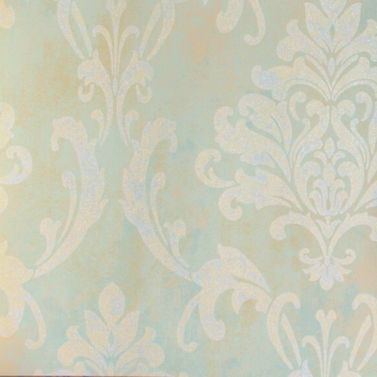 Lyndhurst Greenish Blue Damask Design Wallpaper 331913