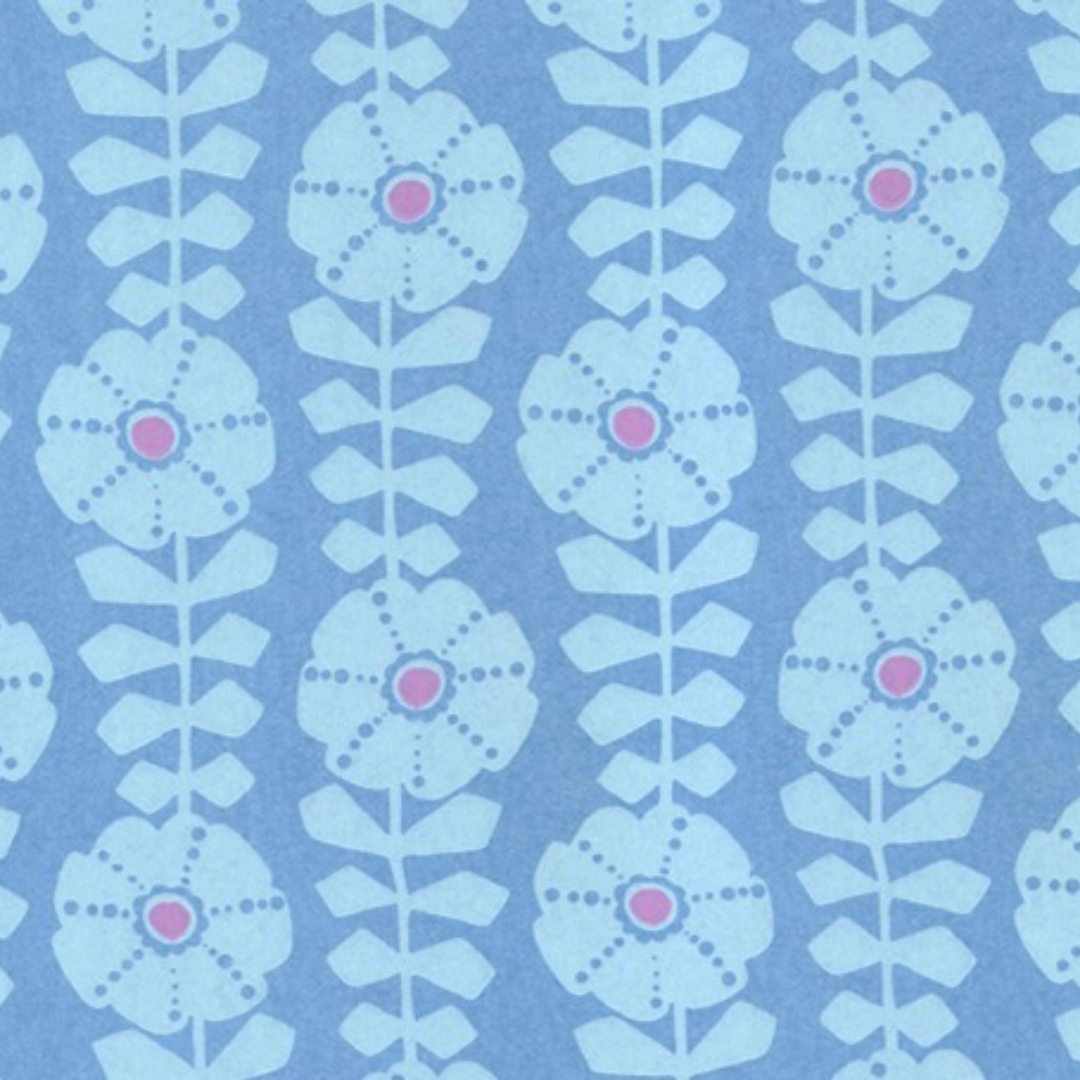 Flamenco Sky Blue Floral Design Wallpaper 320715