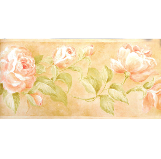 American Classic Pink Brown Roses Motif Wallpaper 330871