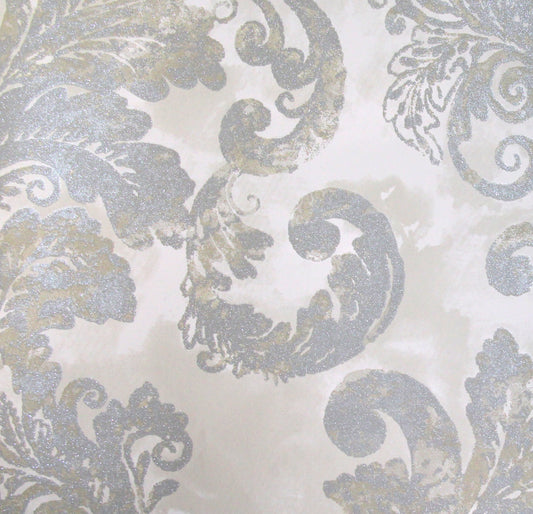 Lyndhurst Grey Damask Design Wallpaper 331930