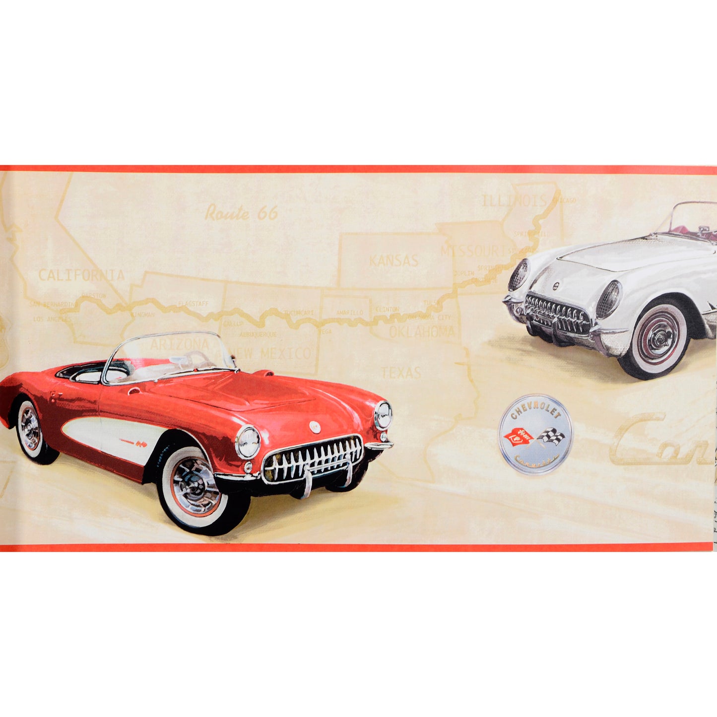 American Classic Red and White Chevrolet Motif Wallpaper 330820