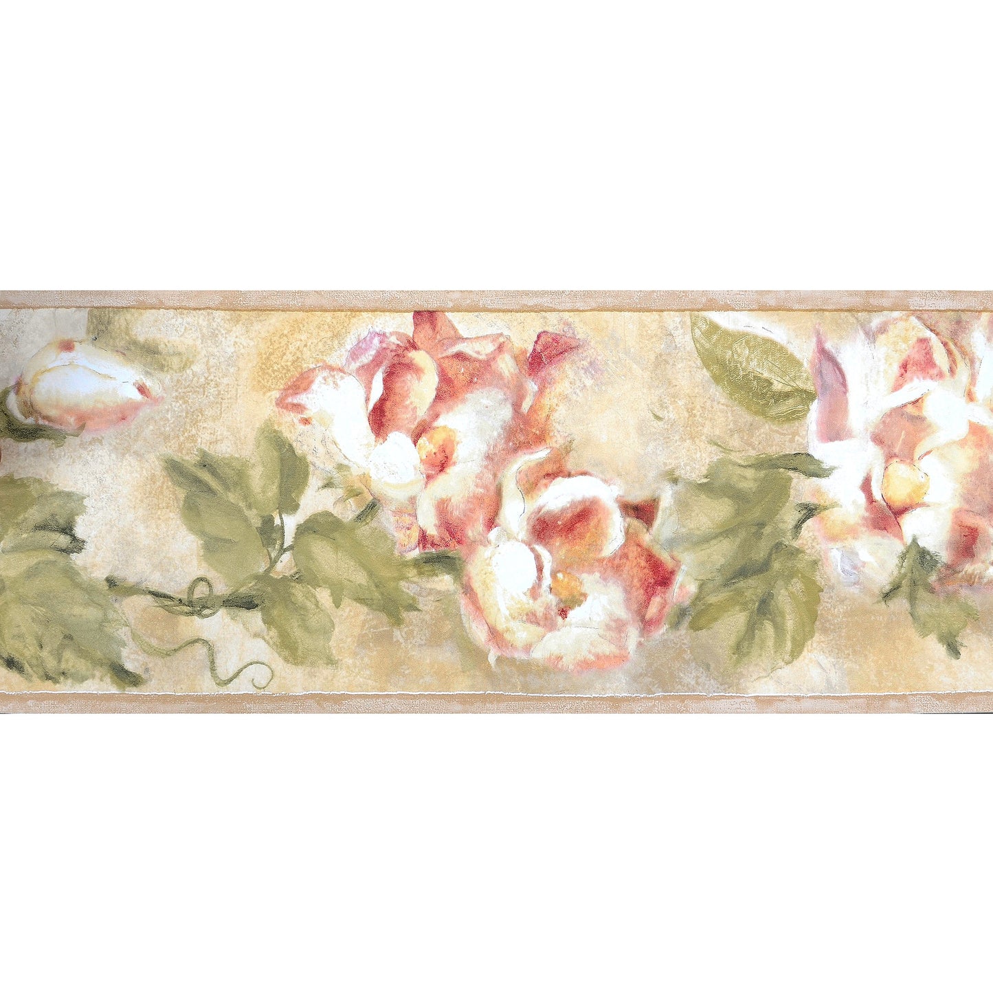American Classic Red Green Roses Motif Wallpaper 330880