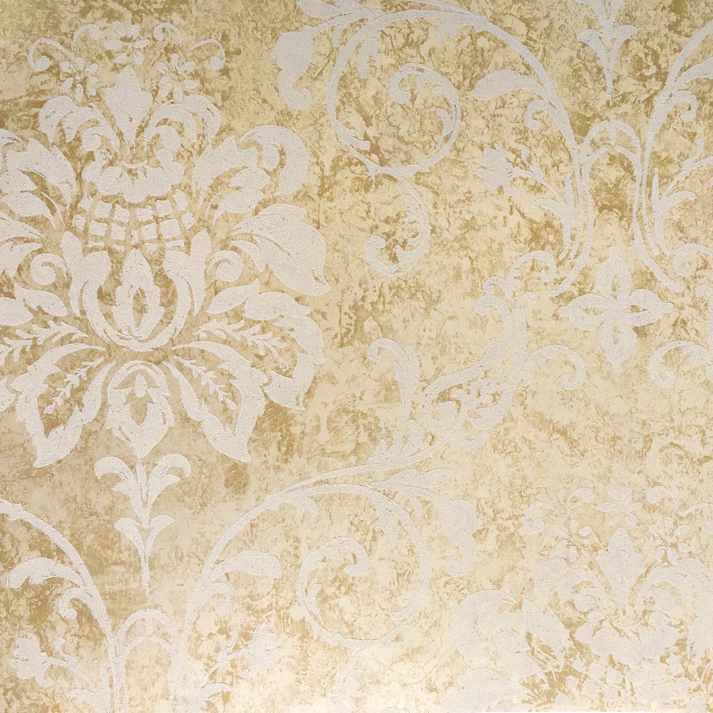 American Archive Gold Brown Flocked Baroque Wallpaper 331790