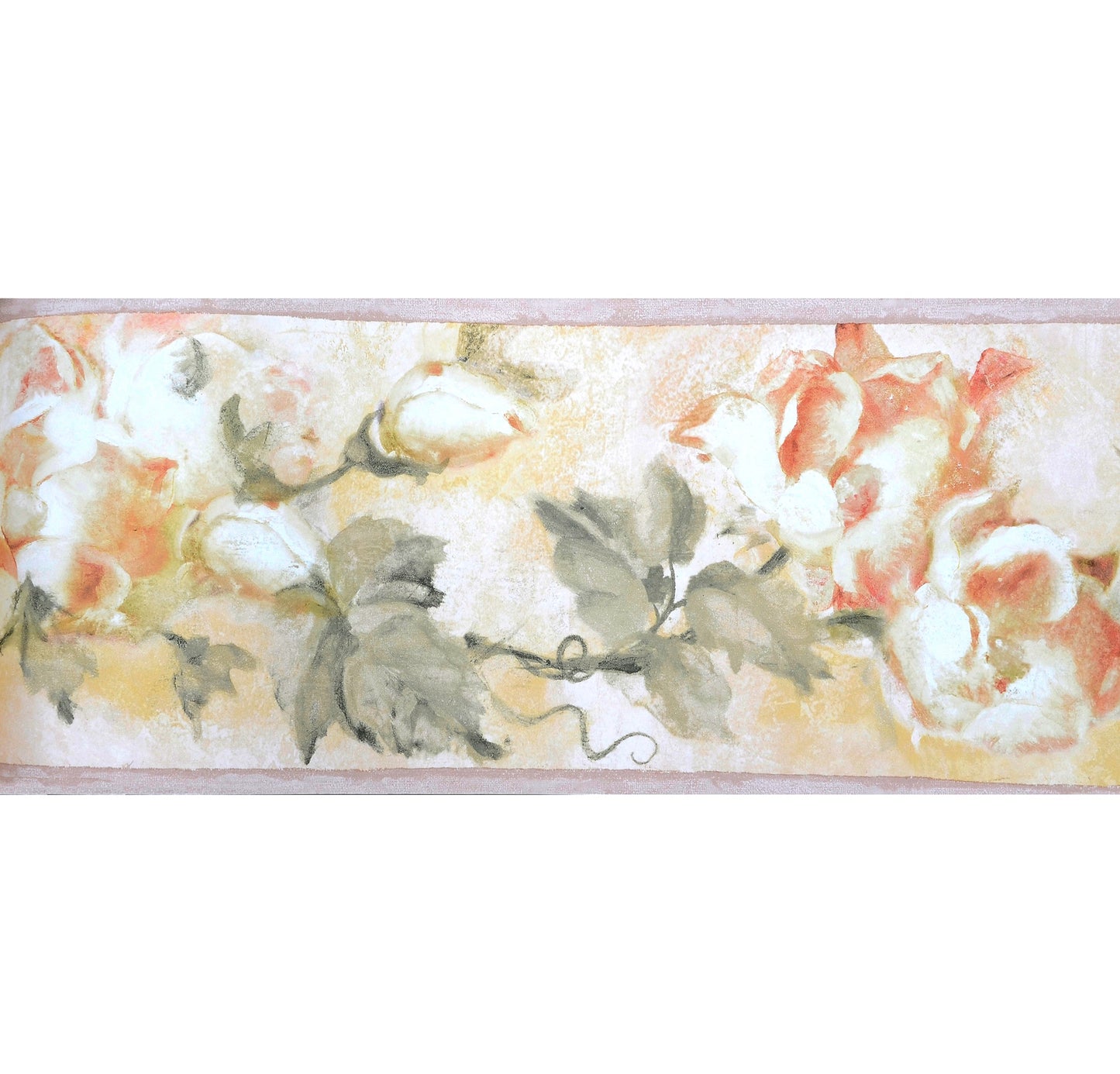 American Classic Pink Yellow Roses Motif Wallpaper 330874