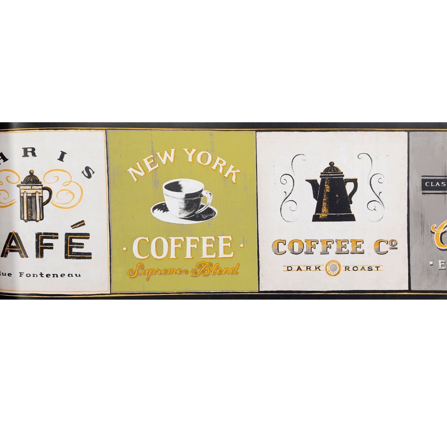 American Classic Beige Cafe Motif Wallpaper 330812