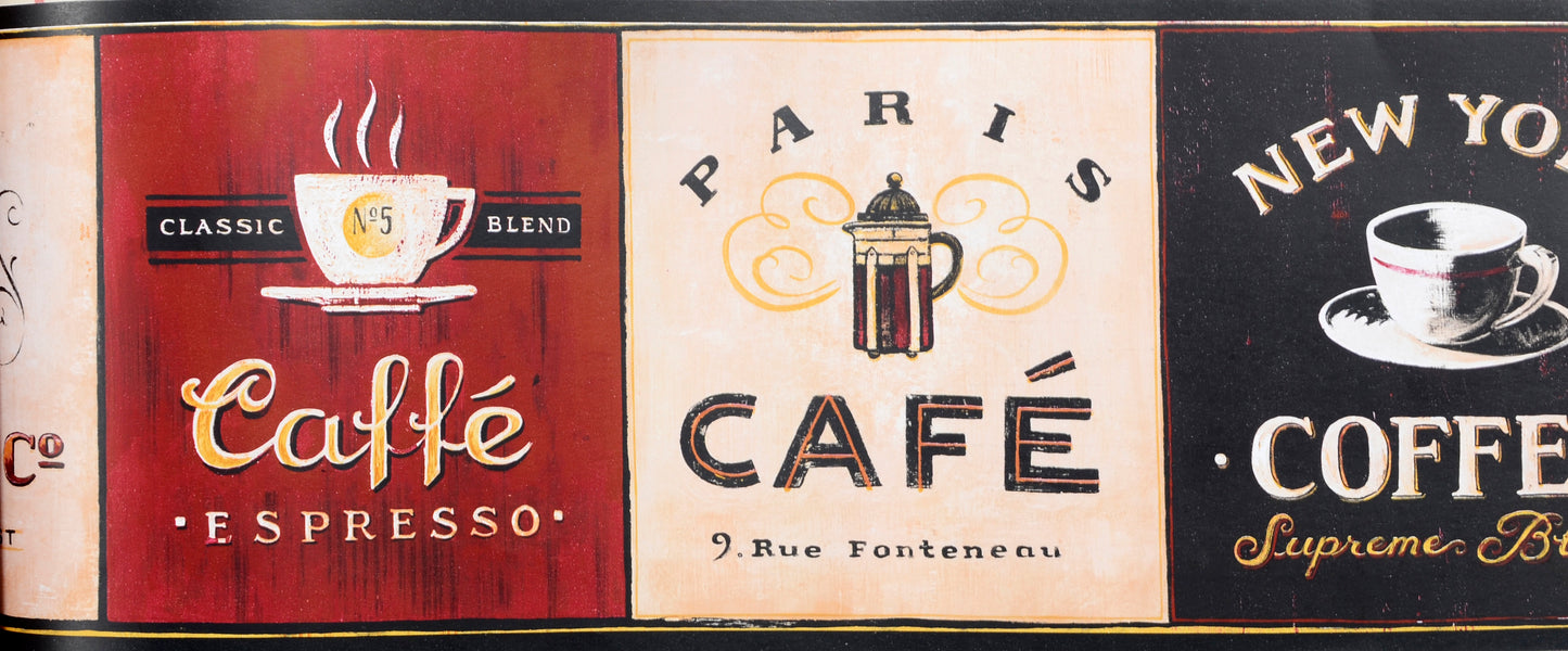 American Classic Red Cafe Motif Wallpaper 330809