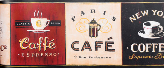 American Classic Red Cafe Motif Wallpaper 330809