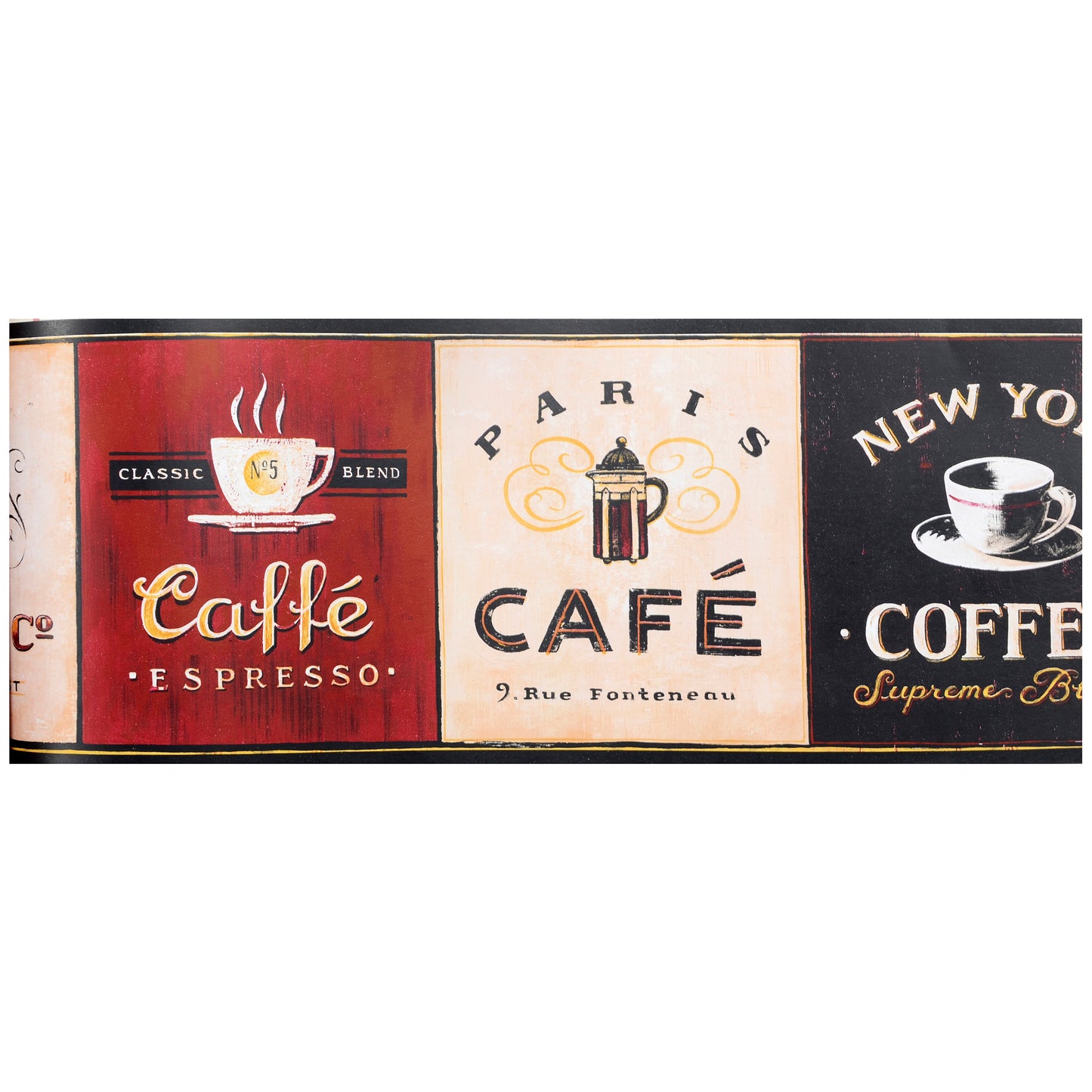 American Classic Red Cafe Motif Wallpaper 330809