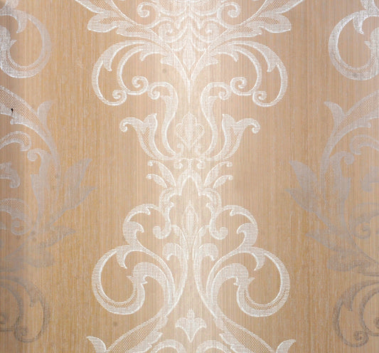 American Archive Beige Modern Damask Wallpaper 331797