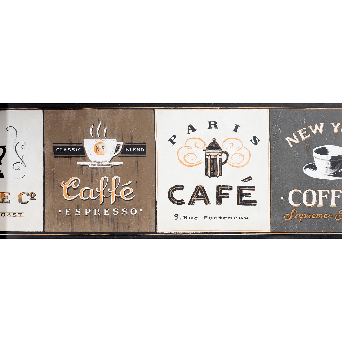 American Classic Brown Gray Cafe Motif Wallpaper 330815