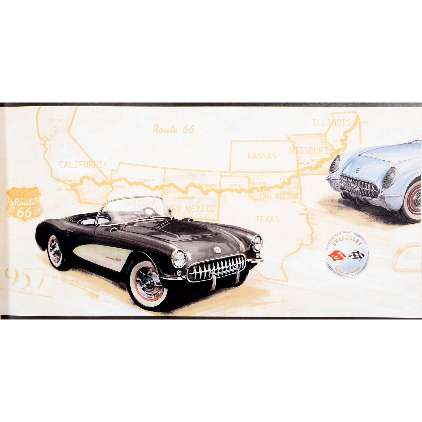 American Classic Blue and Black Chevrolet Motif Wallpaper 330823