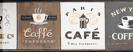 American Classic Brown Gray Cafe Motif Wallpaper 330815