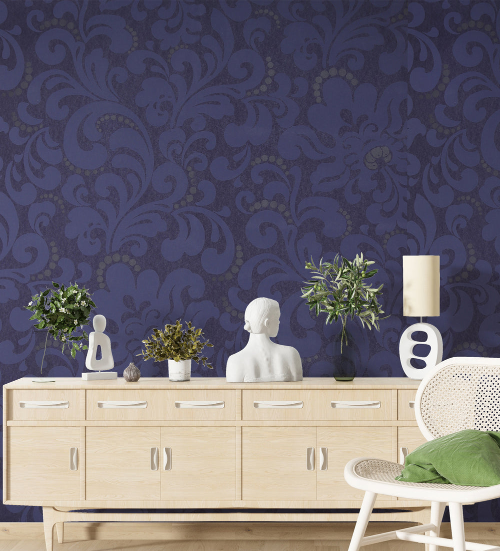 Zircon Grape Purple Pearly Floral Wallpaper 317024