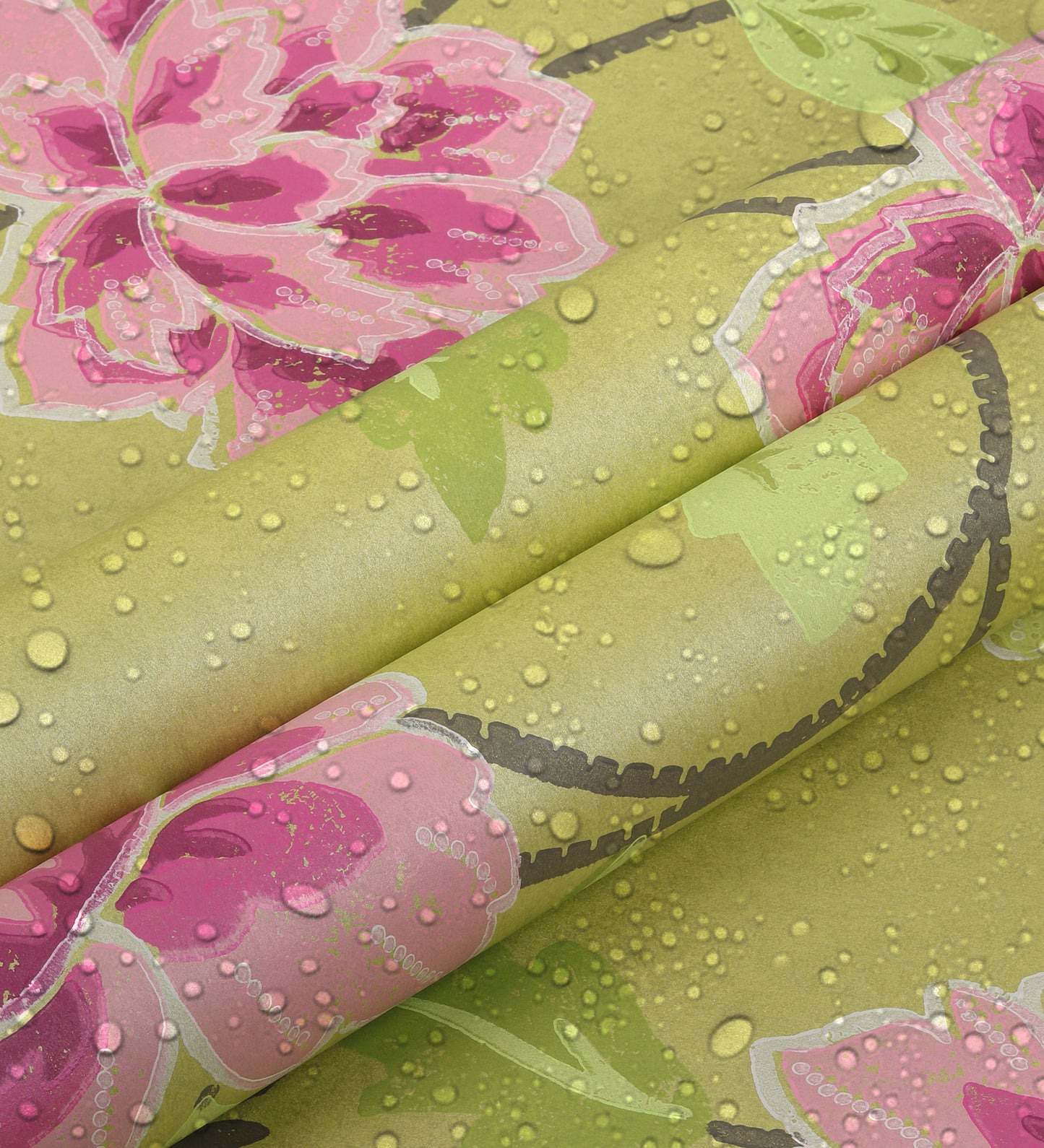 Flamenco Dark Pink Flower & Leaf Design Wallpaper 320705