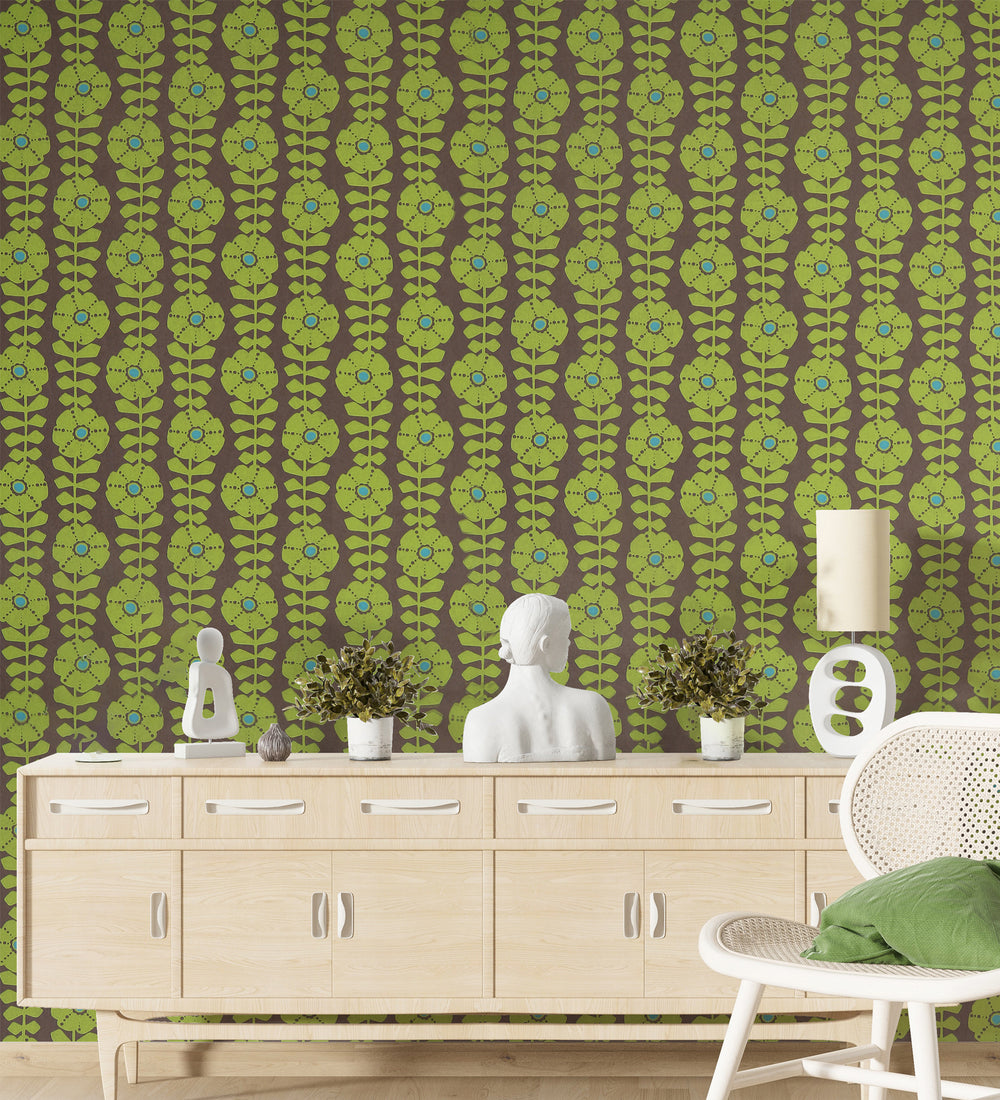 Flamenco Green Floral Design Wallpaper 320713