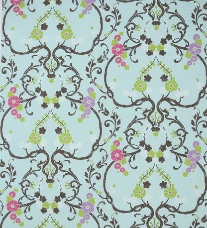 Flamenco Sky Blue Floral Design Wallpaper 320726