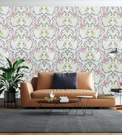 Flamenco Faded Orange Floral Design Wallpaper 320727