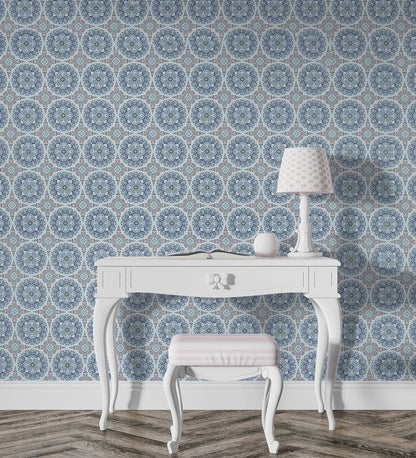 Flamenco Blue Circular Design  Wallpaper 320735