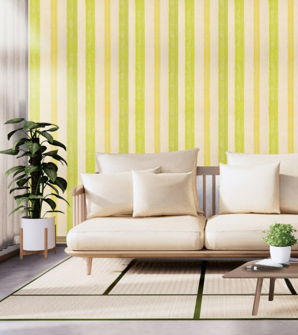 Flamenco Leafy Green Striped Design Wallpaper 320753