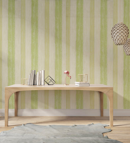 Flamenco Leafy Green Striped Design Wallpaper 320753