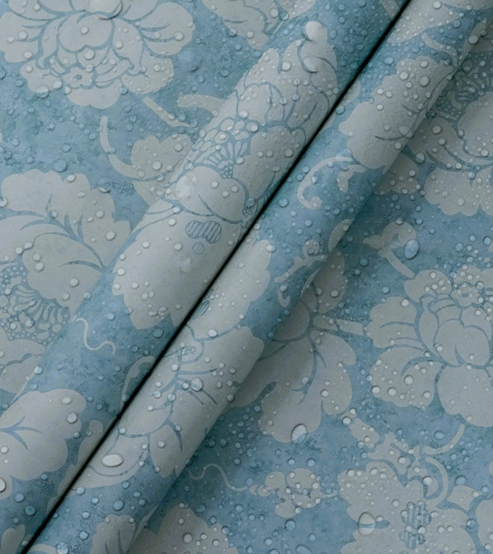 American Classic Blue Marbled Bold Floral Wallpaper 330852