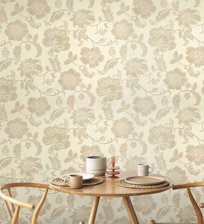 Lyndhurst Beige Damask Design Wallpaper 331949