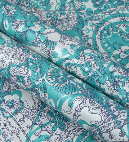 Raval Greenish Blue Floral Design Wallpaper 341520