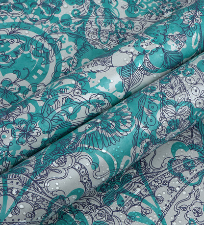 Raval Greenish Blue Floral Design Wallpaper 341520