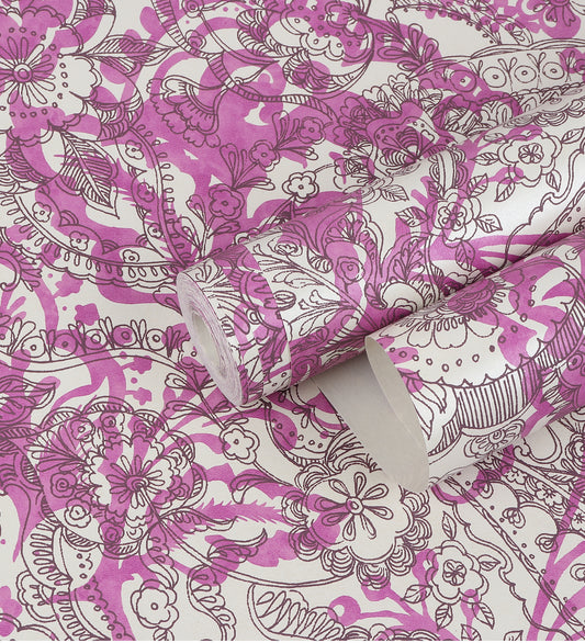 Raval Light Pink Floral Design Wallpaper 341522