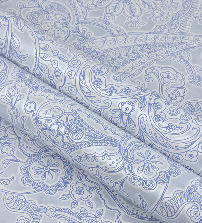 Raval Faded Blue Sketched  Floral Design Wallpaper 341525