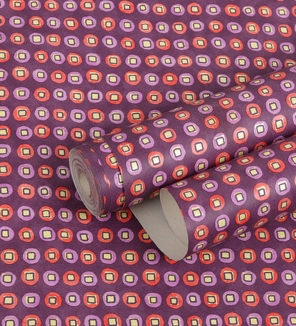Raval Red & Purple Classic Dotted Circle Design Wallpaper 341541