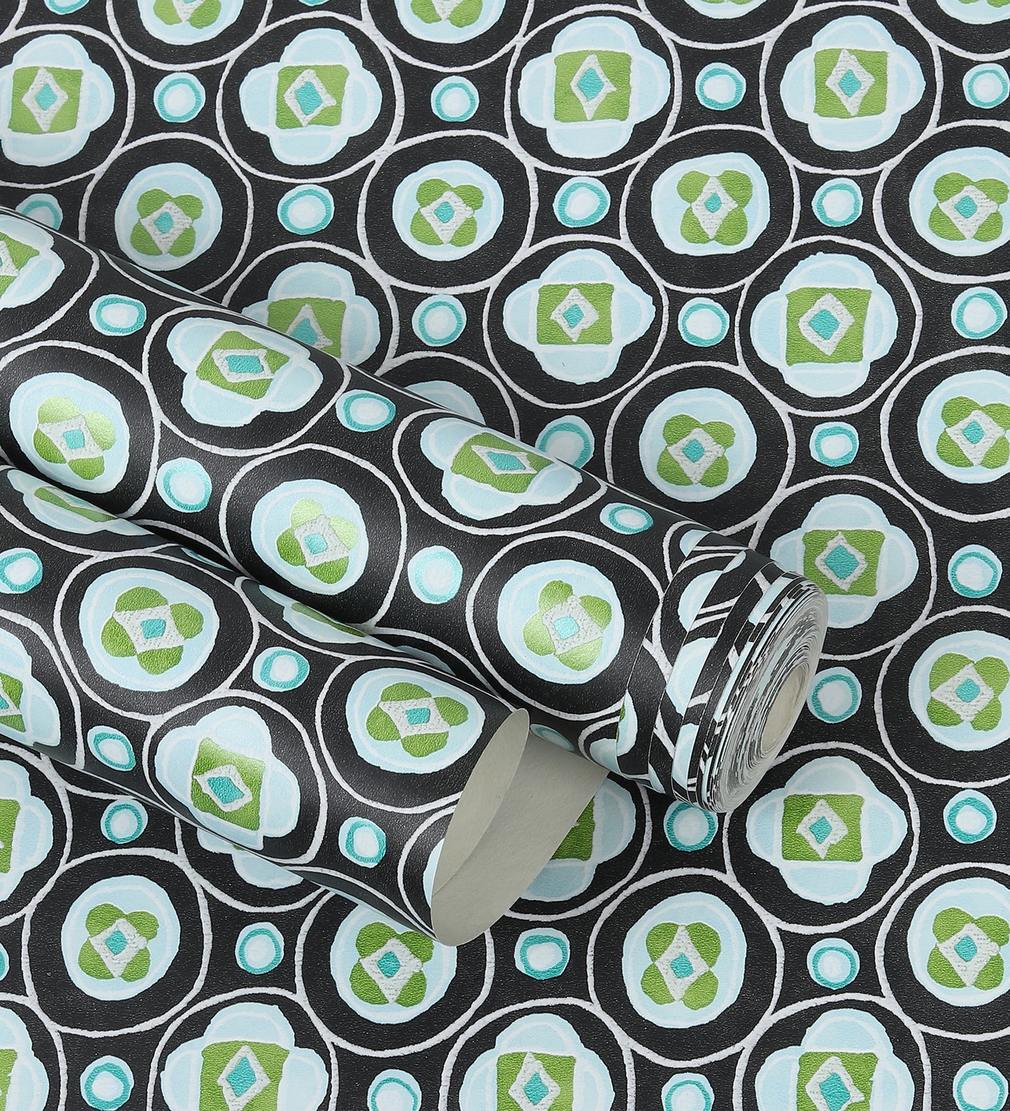 Raval Green & White Classic Dotted Circle Design Wallpaper 341550