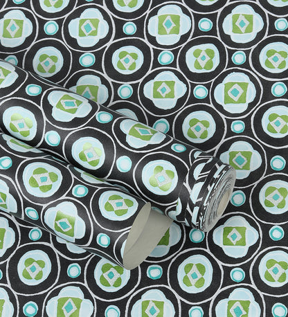 Raval Green & White Classic Dotted Circle Design Wallpaper 341550