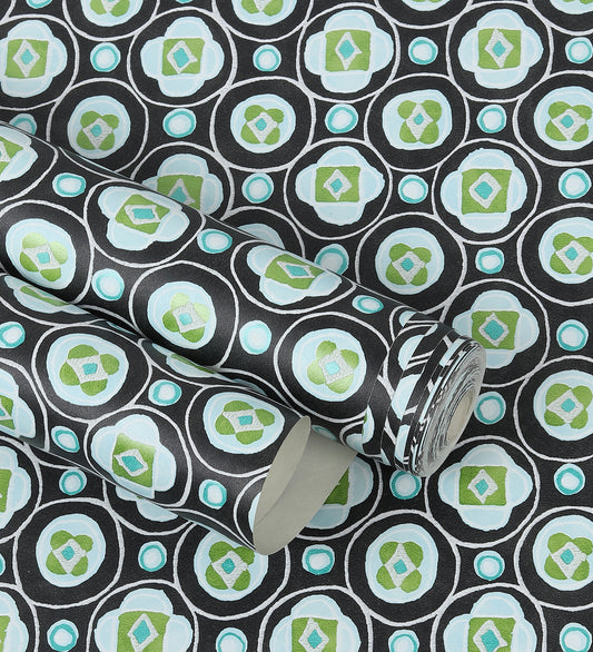 Raval Green & White Classic Dotted Circle Design Wallpaper 341550