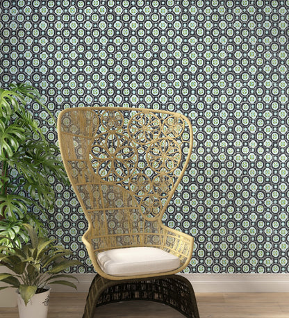 Raval Green & White Classic Dotted Circle Design Wallpaper 341550