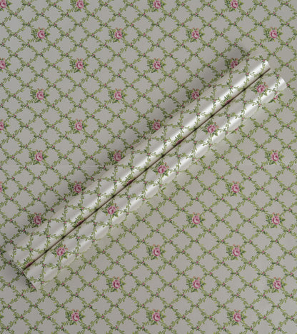 Lavender Dream Green Leafy Criss Cross Floral Design Wallpaper 322380