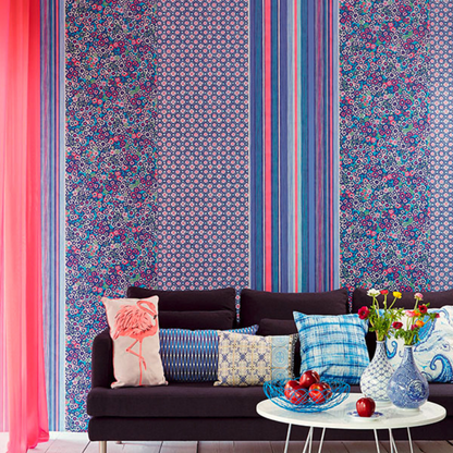 Raval Blue, White & Pink Floral Design Wallpaper 341502