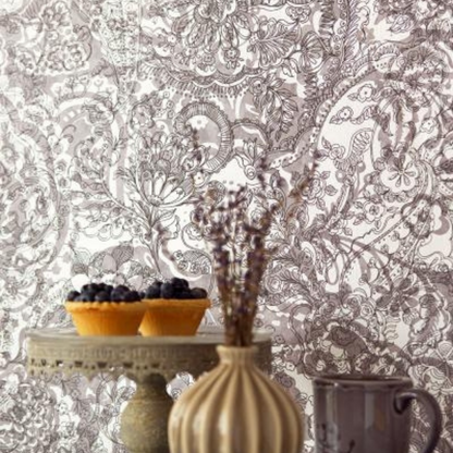 Raval Light Brown & White Floral Design Wallpaper 341524