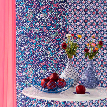 Raval Blue, White & Pink Floral Design Wallpaper 341502