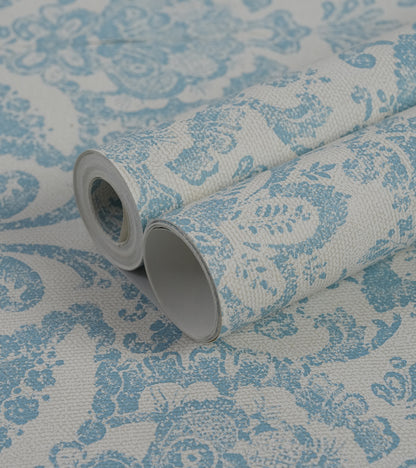 American Classic Cerulean Blue Baroque Wallpaper 330803