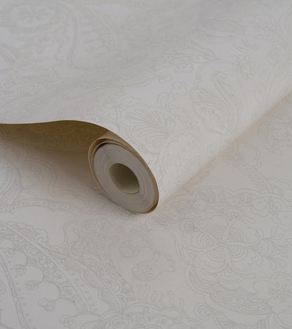 Raval Faded Silver Sketched Floral Design Wallpaper 341528