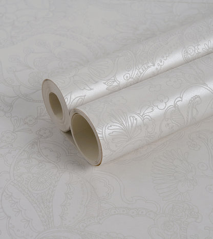 Raval Faded Silver Sketched Floral Design Wallpaper 341528