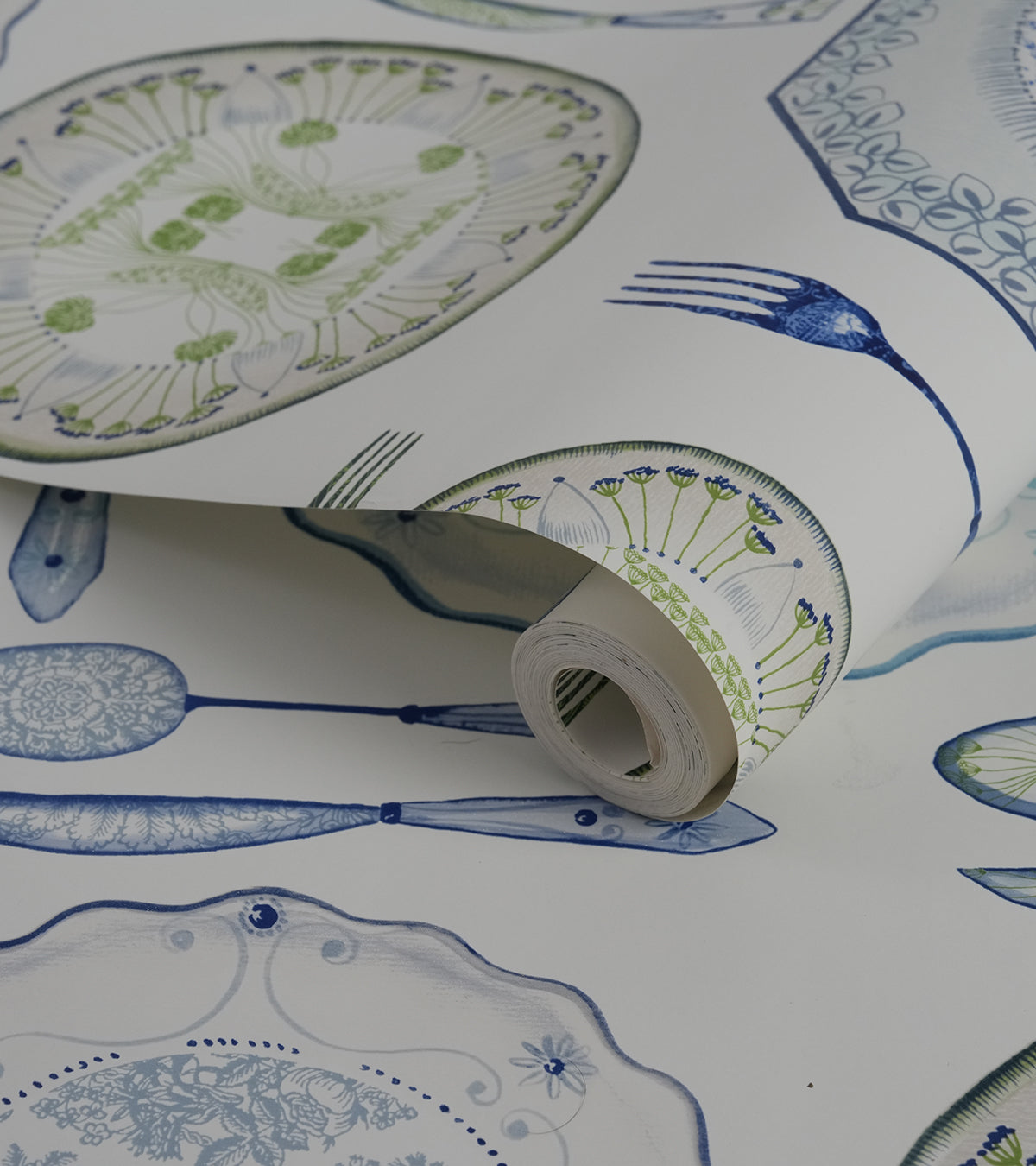 American Classic Blue Green Cutlery Wallpaper 330804
