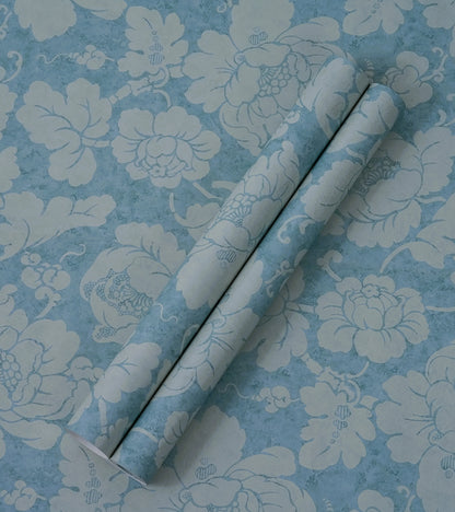 American Classic Blue Marbled Bold Floral Wallpaper 330852